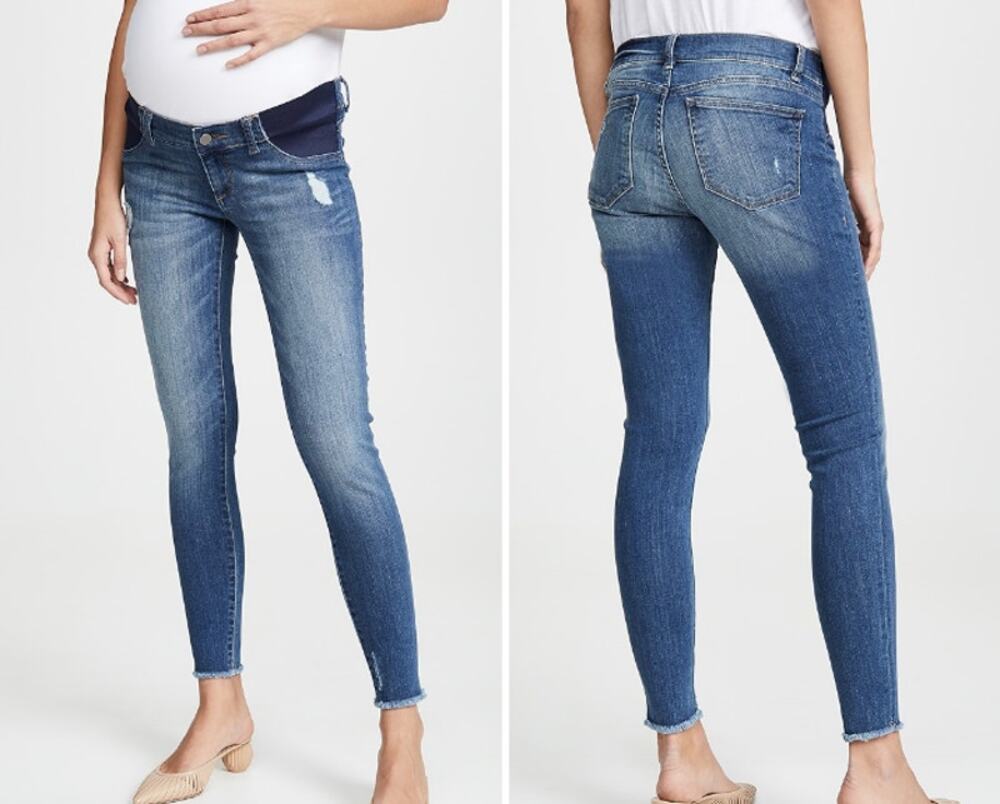 DL1961 Maternity Emma Power Skinny Jeans Size 26 Medium Wash Frayed Hem